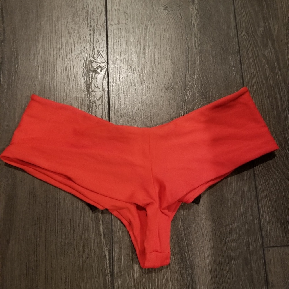 HTF Lolli cheeky bikini bottoms swimsuit red bow - Picture 3 of 4